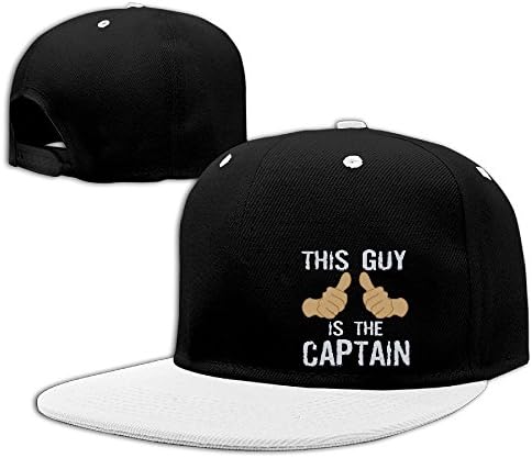 XianC This Guy Is The Captain Flat Bill Snapback Adjustable Baseball Hat White