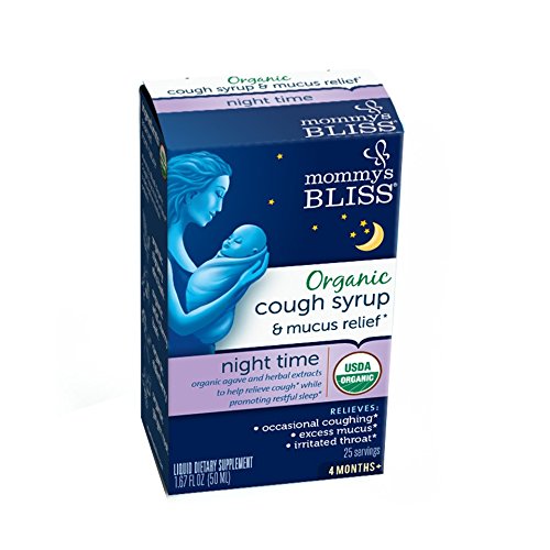 Mommy's Bliss Organic Baby Cough Syrup For Night Time, Herbal Supplement Made From Organic Agave, Wild Cherry, Slippery Elm Bark, & Chamomile, 1.67 fl.oz.