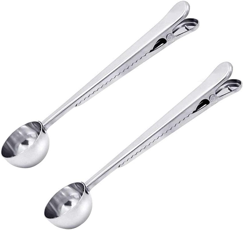 Coffee Scoop 1PCS Polishing Aluminum Multi Functional Scoop Kitchen Tool Melon Baller with Sealing Clip for Ice Cream Fruit Salad Melon