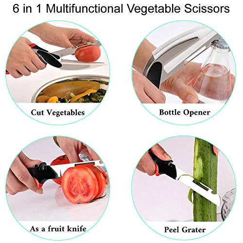 Food Cutter Scissors, Food Chopper, Vegetable Scissors, Ekeamz 6 In 1