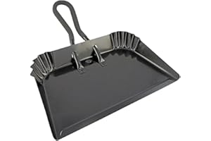 Edward Tools Extra Large Industrial Metal Dust Pan 17” - Heavy Duty Powder Coated Steel Does Not Chip or Bend - Great for Large Cleanups - Rubber Grip Loop Handle for Comfort/Hanging