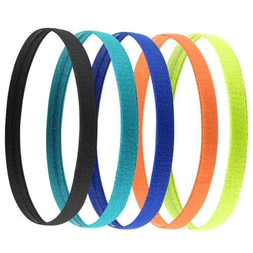 Jinlaili Sport & Headband, 5 Colours Elastic Hairbands for Kids, Boys and Girls, Women's Thin Non-Slip Headband for Running Workout Fitness