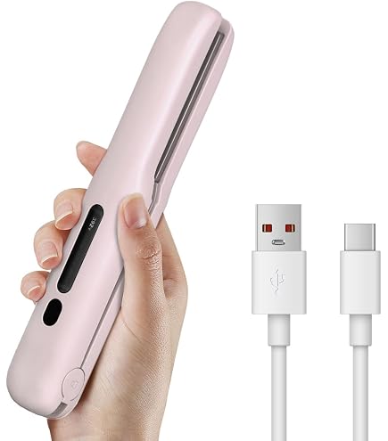 Amazon.com : Cordless Hair Straightener Portable Travel Rechargeable Flat  Iron, Fast Heating, Adjustable Temperature for Professional Straightening &  Curling – Portable and Travel-Friendly (White) (White) : Beauty & Personal  Care