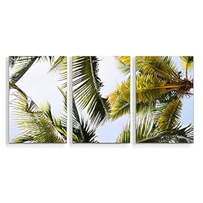 3 Piece Canvas Wall Art Beach Palm Trees Paradise Painting Artwork for Home Prints Framed - 16"x24" x 3 Panels