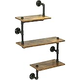 BOTAOYIYI Pipe Shelf, Industrial Pipe Shelving, 3 Tier Wall Book Shelf Shelves Wall Mounted Metal Floating Farmhouse Wall Rustic Decor Bookcase for Bathroom Bedroom Living Room Kitchen…