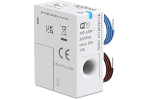 TONGOU WiFi Smart Window-type Current Transformer, 1-50A 100-240VAC, Smart Home Energy Accessory, with Power Monitoring in Tuya/Smart Life, Export/Clear Power Data, Alarm Function, FCC Certified, 1 PC