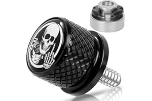 MOCODUO Stainless 1/4"-20 Thread Skull Pattern Knurled Fender Rear Seat Bolt Screw with Bolt Nut Kits for Harley Davidson Touring Sportster Softail Dyna CVO Fatbob Electra Glide Street Glide 1996-2025 Black