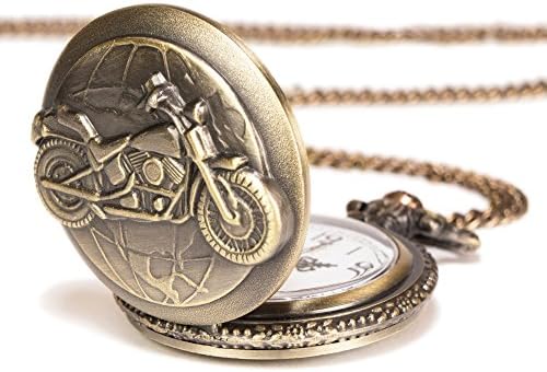 Bronze Motorcycle Pocket Watch - Quartz Vintage Style Pocket Watch - Old Town Gents