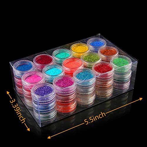 45 Colors Nail Art Glitter Powder Makeup, Mix Glitter Nail Art Multi Purpose Shimmer Dust Sequins Nail Art Kit for Nail Art Decoration