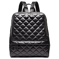 Coolcy Casual Women Real Genuine Leather Backpack New Vintage Style Shoulder Bag (Black)