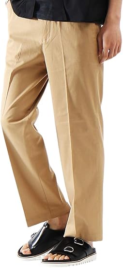 Amazon アバハウス Abahouse パンツ テンセルワイドパンツ メンズ ベージュ 44 S ロングパンツ 通販