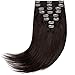 200g Real Triple Weft Extra Thick Clip in 100% Remy Human Hair Extensions Full Head (16 inch 200G 7.05Oz #2 Dark Brown) 8 Pcs Set Grade 10A Natural Hair Pieces Long Straight for Women