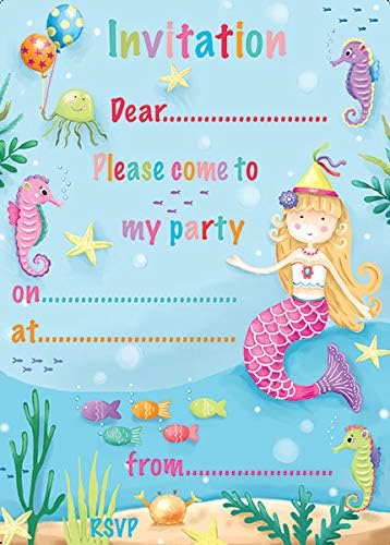 Jean Barrington Mermaid Party Invitations Pack of 20