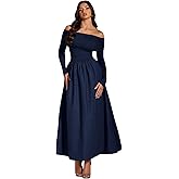 Women's Off Shoulder Long Sleeved Dress Elegant Formal Party Dress