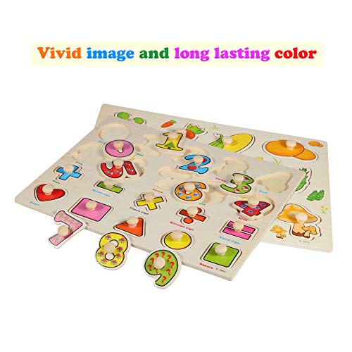 ThinkMax 4 Pcs Wooden Peg Puzzles for Toddlers, Kids Inset Puzzles Set
