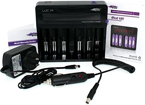 Efest LUC V6 Universal LCD 6 Bay Multi-functional Charger for 18650 - Bonus Car Charger!