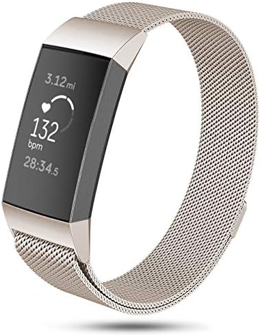 DEKER Milanese Bands Compatible for Fitbit Charge 3 and Charge 3 SE Advanced Fitness Tracker, Stainless Steel Metal Replacement Accessories Strap Wristbands Women Men Small Large