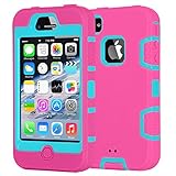 iPhone 4S Case,Shockproof Heavy Duty Combo Hybrid Defender High Impact Body Rugged Hard PC & Silicone Case Protective Cover for Apple iPhone 4 4S (Rose Green)