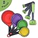 Measuring Cups and Measuring Spoons Set - 8 Piece Silicone Collapsible Measurement Tools for Dry and Liquid Ingredients - Multifunctional Kitchen Measuring Utensils BPA Free and Non Toxic, Colorful