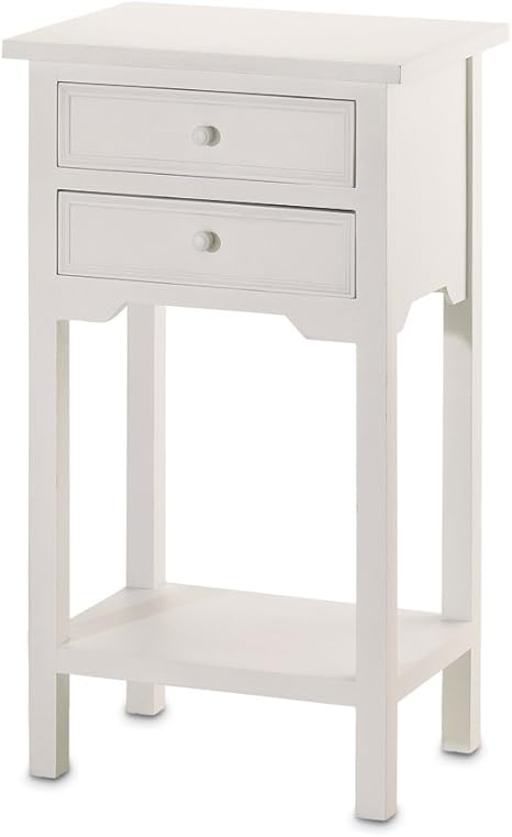 Amazon Com Set Of 2 Wood White End Tables Nightstands With Two Drawers Furniture Decor
