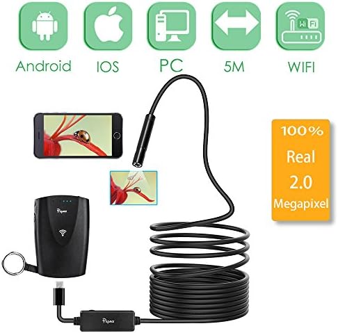 Wireless Inspection Camera, Papake Updated 1200P HD Wifi Endoscope Borescope With 2.0 Megapixels 1200P HD Snake Camera For Iphone Android Smartphone, Table, Ipad, PC - (16.4FT)