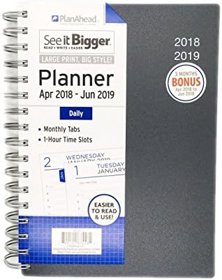 PlanAhead SEE IT BIGGER Daily Planner April 2018 - June 2019 - ASSORTED COLORS 6" x 9" (Grey)
