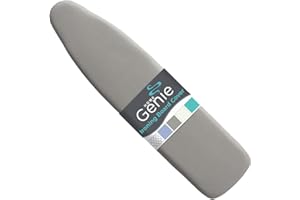 HOME GENIE Ironing Board Cover, Silicone Coating, Full Size Scorch Resistant Padding, Elastic Edge Heavy Duty Iron Pad Covers Standard Boards, Hook and Loop Fastener Strap Extra Thick, Silver