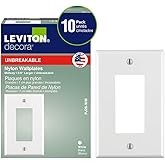 Leviton Decora 1-Gang Midway Wall Plates, 10-Pack, PJ26-WM, White