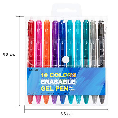 Retractable Erasable Gel Pens Clicker Fine Point, 10 Colors Gel Ink Pen for Writing Planners, Make Mistakes Disappear - Thumbnail 6