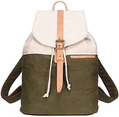 15 Inch Computer Bag Canvas Backpack Outdoor Bag Large Capacity Shoulder Bag Creative Style (green)