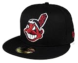 New Era Cleveland Indians Men's Custom Fitted Hat Cap 59fifty Black/red Mlb Baseball