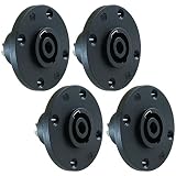 GLS Audio Speaker Jack Twist Lock 4 Pole Round - Compatible with Neutrik Speakon NL4MP, NL4MPR, NL4FC, NL4FX, NLT4X, NL4 Series, NL2FC, NL2, Speak-On - 4 Pack