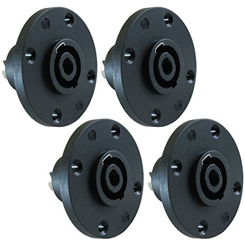 GLS Audio Speaker Jack Twist Lock 4 Pole Round - Compatible with Neutrik Speakon NL4MP, NL4MPR, NL4FC, NL4FX, NLT4X, NL4 Series, NL2FC, NL2, Speak-On - 4 Pack
