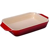 Le Creuset Stoneware Rectangular Dish, 3.15 qt. (9 L x 12 W x 2.5 H inches), Cerise