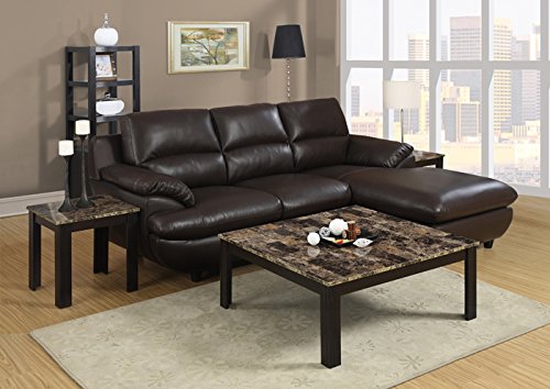 Monarch 3-Piece Cappuccino Square Table Set with Marble Top