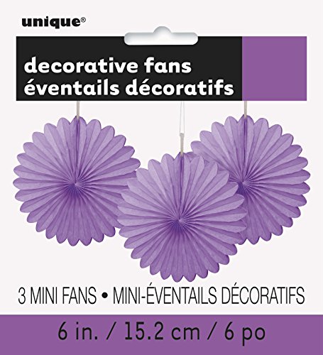 6" Mini Purple Tissue Paper Fan Decorations, 3ct