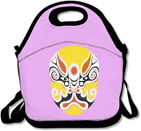 Yellow Beijing Opera Character Facial MakeupLunch Bag For Kids Lunch Bag Lunch Box Food Bag Cool Lunch Box For Women With Strap
