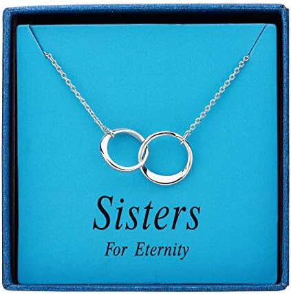 Augonfever Sisters for Eternity Necklace Linked Silver Round Circles Gift Necklace for Sisters