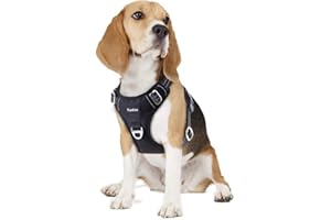 Funfox Dog Harness No Pull, Vertical Handle Easy Control with 2 Leash Clips, Adjustable Anti Pull Pet Vest Harness, Reflectiv