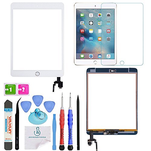 OmniRepairs For iPad Mini 3 (3rd Generation) Retina Display Touch Screen Digitizer Glass OEM Assembly with Home Button, IC Chip, Adhesive Tape, Screen Protector, and Premium Repair Toolkit (White) OmniRepairs For iPad Mini 3 (3rd Generation) Retina Display Touch Screen Digitizer Glass OEM Assembly with Home Button, IC Chip, Adhesive Tape, Screen Protector, and Premium Repair Toolkit (White)