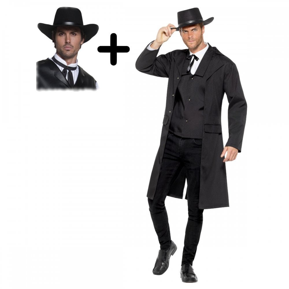 Mens Adult Sheriff Gunslinger Jacket Cowboy Wild West Fancy Dress
