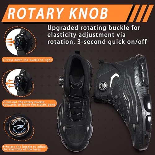 COOU Safety Boots for Men Women Lightweight Safety Shoes with Breathable Steel Toe Comfortable Non-Slip Work Boots