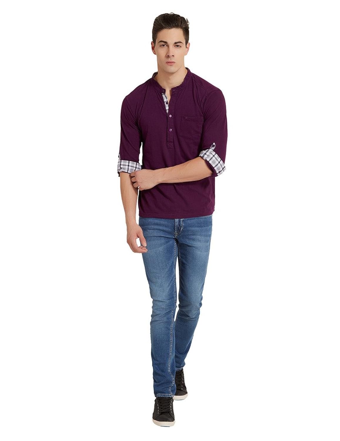 elaborado men's henley neck tshirt - imperial purple