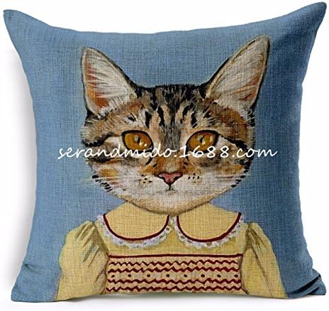 Cute Lovely Cat Decorative Cushion Cover Cotton Linen Square Throw Pillow Cover 45x45CM Pillow Case Home Office Car Sofa Decor 02