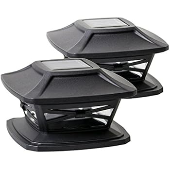 Davinci Solar Post Lights - Outdoor Post Cap Light for Fence Deck or Patio - Solar Powered Caps, Warm White LED Lighting, Lamp Fits 4x4 or 6x6 Posts, Slate Black (2 pack)