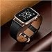 OUHENG Compatible with Apple Watch Band 38mm 40mm, Women Genuine Leather Band Replacement Strap Compatible with iWatch Series 5 4 3 2 1 40mm 38mm, Black Band + Rose Gold Adapter