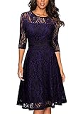 Miusol Women's Vintage Floral Lace Cocktail Evening Party Dress