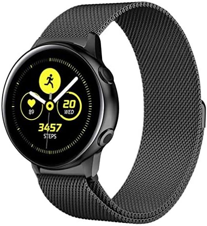Sankel Compatible for Samsung Galaxy Watch 42mm/Galaxy Watch Active 2 Bands,20mm Stainless Steel Mesh Loop Replacement Wristband Strap for Galaxy Watch Active/Galaxy Watch 42mm/Gear Sport (Black)
