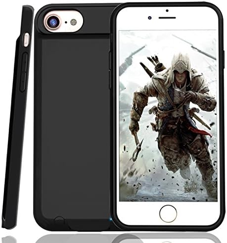 Battery Case for iPhone 7/8, Rechargeable Case with 3000mAh, Ultra Slim Portable Charger Case [Support Lightning-equipped EarPods Audio Output and Answer Calls ] 4.7 in, Black
