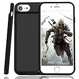 Battery Case for iPhone 7/8, Rechargeable Case with 3000mAh, Ultra Slim Portable Charger Case [Support Lightning-equipped EarPods Audio Output and Answer Calls ] 4.7 in, Black